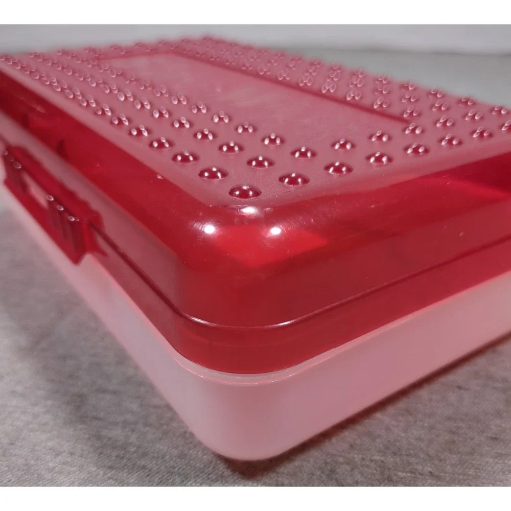 Spacemaker Vintage 1990s Plastic‎ Pencil Case Box Red Top Frosted Bottom